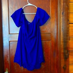Blue off shoulder dress
